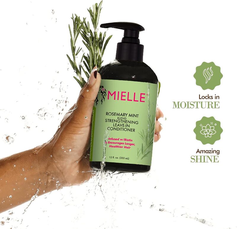 Mielle Organics Rosemary Mint Strengthening Leave-In Conditioner, Supports Hair Strength, Smooth Conditioner for Dry and Crinkled Hair, Weightless Hair Treatment